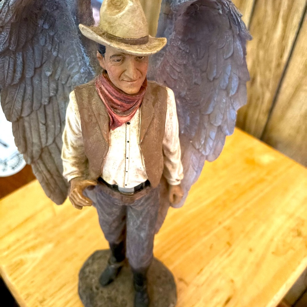 Angel Cowboy Figurine with Brown and Gray Accents-John Wayne Statue